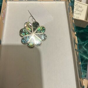 Silver Flower Pendant with Abalone Inlay